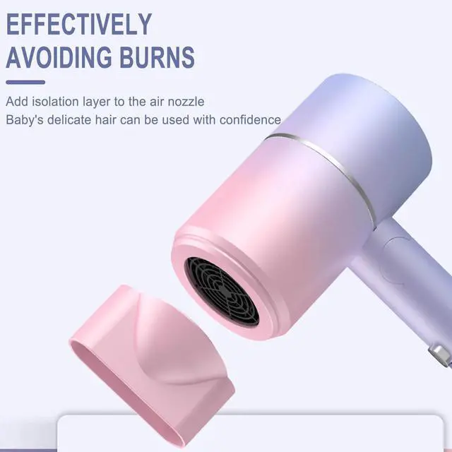 Alt view image 5 of 7 - _Mega Brand Portable Hair Dryer, 700W Foldable Mini Hair Dryer with Heating/Cold Settings, Lightweight Small Hair Blow Dryer for Home Travel Curly/Thin/Thick Hair Fast Drying