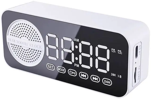 Alt view image 2 of 7 - _Mega Brand Holloyiver Alarm Clock Radio with Bluetooth Speaker, Intelligent Sensing, Dual Alarm with Snooze, Large LED Display, Dimmer Control, USB Charging Output, Bedroom Home Office Decor