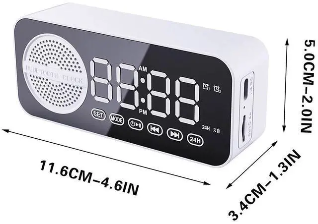 Alt view image 3 of 7 - _Mega Brand Holloyiver Alarm Clock Radio with Bluetooth Speaker, Intelligent Sensing, Dual Alarm with Snooze, Large LED Display, Dimmer Control, USB Charging Output, Bedroom Home Office Decor