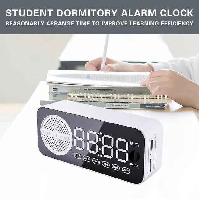 Alt view image 4 of 7 - _Mega Brand Holloyiver Alarm Clock Radio with Bluetooth Speaker, Intelligent Sensing, Dual Alarm with Snooze, Large LED Display, Dimmer Control, USB Charging Output, Bedroom Home Office Decor