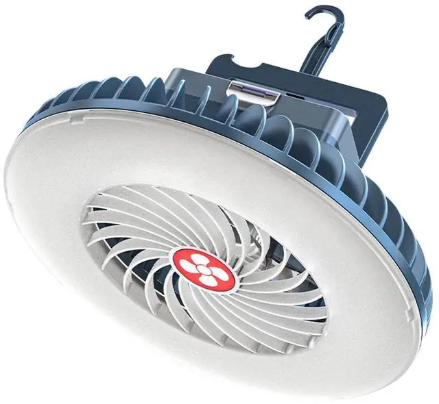Alt view image 2 of 7 - _Mega Brand Camping Fan with Led Lantern - 1200mAh 6.6inch Rechargeable Battery Operated Tent Fan with Light and Hanging Hook for Outdoor Camping Tent Travel Fishing Emergency Power Outage
