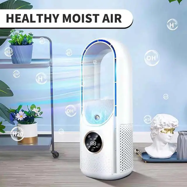 Alt view image 3 of 6 - _Mega Brand Bladeless Fan, Portable Desk Fan with Night Light & Timer, Personal Cooling Fan with 6-Speed Options, USB Powered Small Desktop Quiet Table Fan for Home Bedroom Office