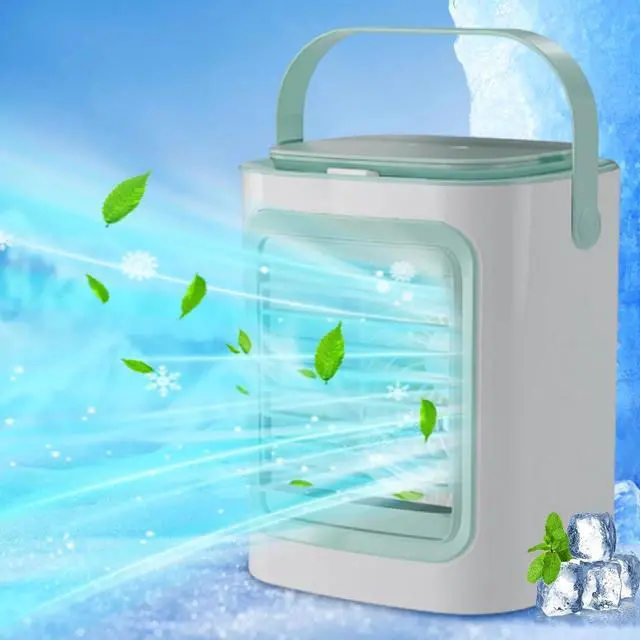 Alt view image 7 of 7 - _Mega Brand Portable Air Conditioners, Evaporative Air Cooler with 2 Ice Packs, 3 Wind Speeds, 7 Color Night Light, USB Rechargeable Portable Mini AC Fan for Home Bedroom Office