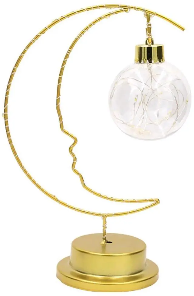 Alt view image 2 of 7 - _Mega Brand Enchanted Iron Art Lunar Lamp, Moon & Bulb Ramadan Desk Lamp, Battery & USB Powered, LED Winding Iron Frame Decorative Table Lamp for Nightstand/Bedroom Decor
