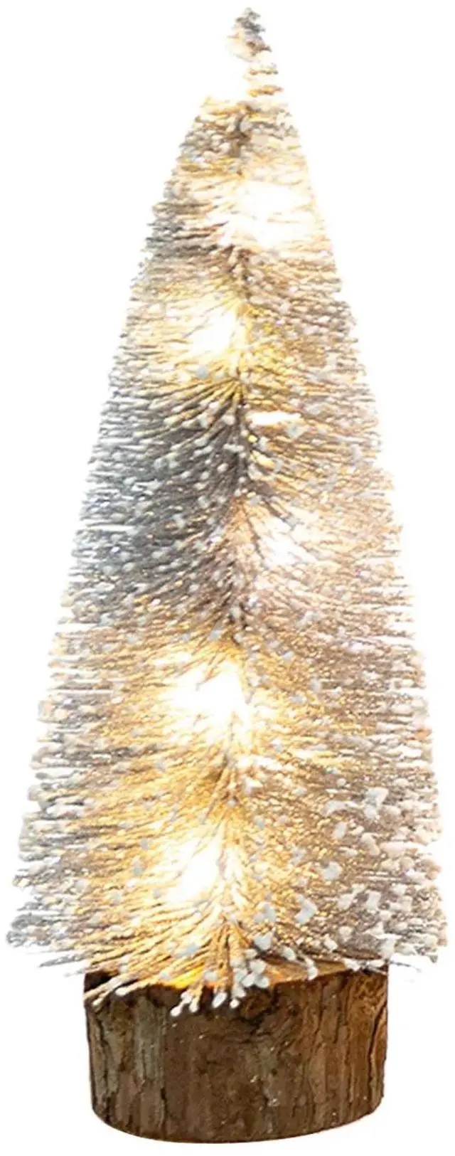 Alt view image 2 of 7 - _Mega Brand Pre-lit Small Christmas Tree,Miniature Pine Trees Sisal Trees Mini Xmas Tree Mini Pine Tree Multi-Color LED Lights Tabletop Christmas Tree with Wooden Base for Christmas Decorations