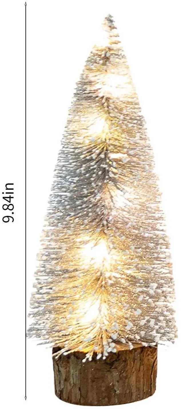 Alt view image 3 of 7 - _Mega Brand Pre-lit Small Christmas Tree,Miniature Pine Trees Sisal Trees Mini Xmas Tree Mini Pine Tree Multi-Color LED Lights Tabletop Christmas Tree with Wooden Base for Christmas Decorations