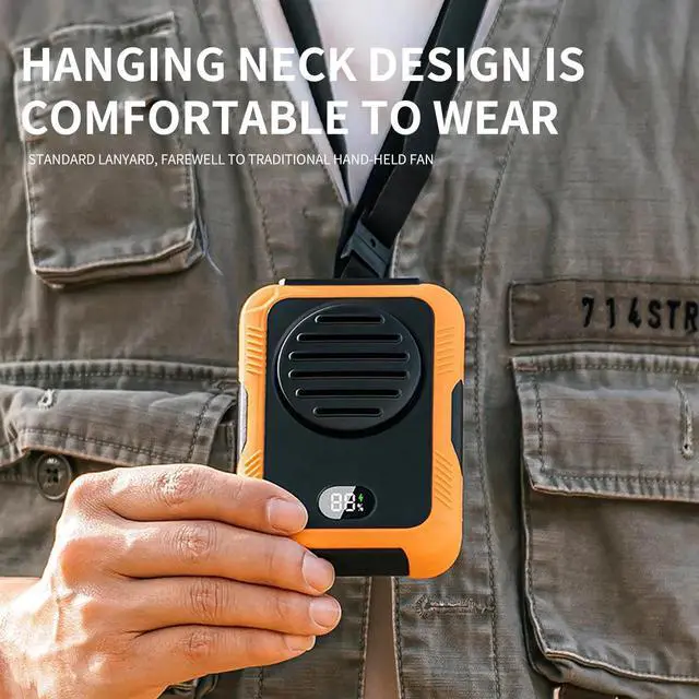 Alt view image 4 of 7 - Clearance!_Mega Brand Portable Mini Waist Fan, 2000mAh Battery Powered Hands-free Wearable Fan With Digital Screen, 3 Speeds, Equipped with Lanyard, 3 In 1 Small Fan as Neck Fan Desk Fan Power Bank