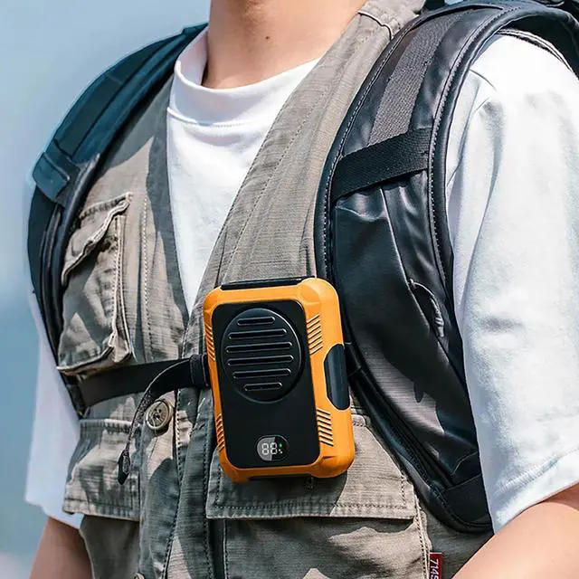 Alt view image 6 of 7 - Clearance!_Mega Brand Portable Mini Waist Fan, 2000mAh Battery Powered Hands-free Wearable Fan With Digital Screen, 3 Speeds, Equipped with Lanyard, 3 In 1 Small Fan as Neck Fan Desk Fan Power Bank