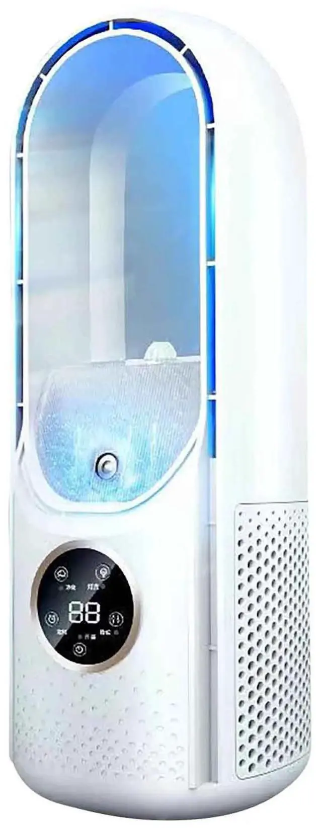 Main image of _Mega Brand Bladeless Fan, Portable Desk Fan with Night Light & Timer, Personal Cooling Fan with 6-Speed Options, USB Powered Small Desktop Quiet Table Fan for Home Bedroom Office