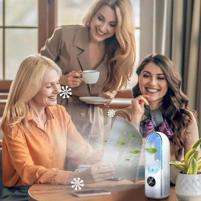 Alt view image 2 of 6 - _Mega Brand Bladeless Fan, Portable Desk Fan with Night Light & Timer, Personal Cooling Fan with 6-Speed Options, USB Powered Small Desktop Quiet Table Fan for Home Bedroom Office