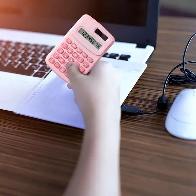 Alt view image 3 of 7 - _Mega Brand Desktop Calculator, 8-Digits Electronic Calculators for Home Office School, Solar and Battery Double Power, Handheld Mini Calculators, Pink