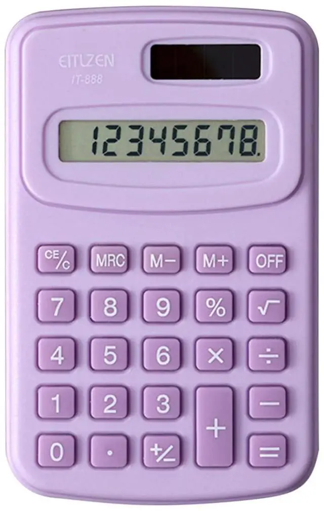 Alt view image 4 of 7 - _Mega Brand Desktop Calculator, 8-Digits Electronic Calculators for Home Office School, Solar and Battery Double Power, Handheld Mini Calculators, Pink