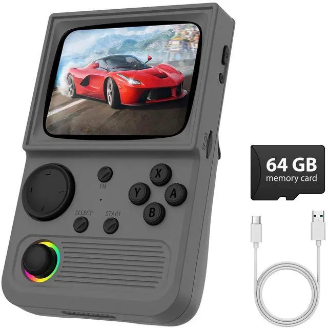Main image of _Mega Brand R36T Retro Gaming Console,3.5''IPS Screen CRT-Inspired,Handheld Game Console with 18000+Classic Games Supports WiFi Networked Fighting and OTG,3500mAh Battery,with Portable Case(Grey 64GB)