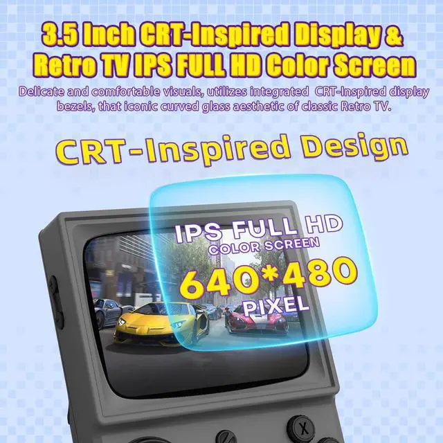 Alt view image 4 of 7 - _Mega Brand R36T Retro Gaming Console,3.5''IPS Screen CRT-Inspired,Handheld Game Console with 18000+Classic Games Supports WiFi Networked Fighting and OTG,3500mAh Battery,with Portable Case(Grey 64GB)