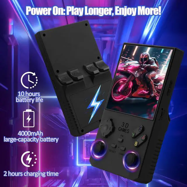 Alt view image 4 of 7 - Hoegoa 2025 V40 MAX Retro Handheld Game Console4.0"4K HD IPS Screen,Open-Source Linux,256GB Built-in 20,000+Classic Games,4000mAh Battery,Type-C Recharge,30+ Emulators,Pocket Portable Player (Black)