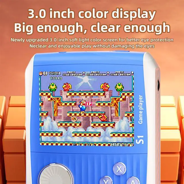 Alt view image 3 of 6 - _Mega Brand Portable Handheld Games Retro Mini Video GamesHandheld Game Console with 666 Classical FC Games 3.0" Color ScreenBirthday for Boys Girls and Adults (S1-Blue)