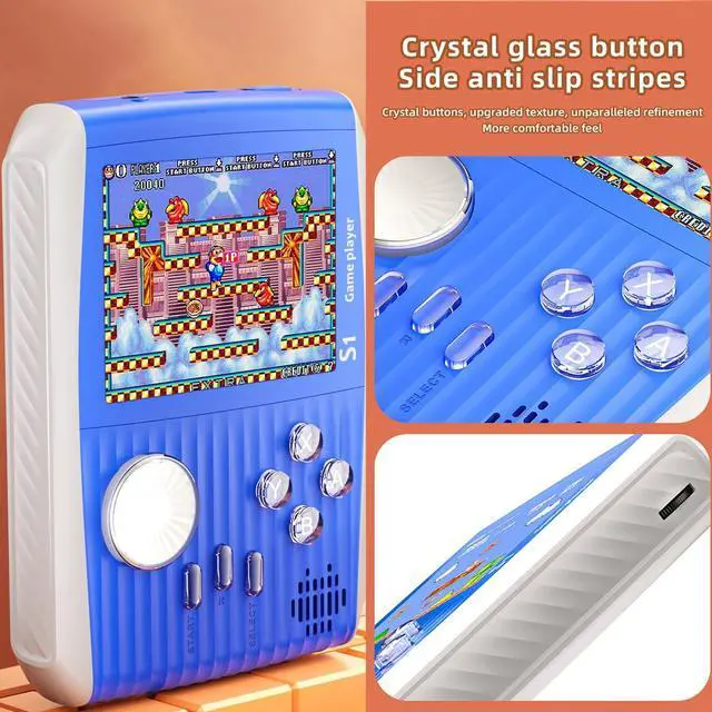 Alt view image 5 of 6 - _Mega Brand Portable Handheld Games Retro Mini Video GamesHandheld Game Console with 666 Classical FC Games 3.0" Color ScreenBirthday for Boys Girls and Adults (S1-Blue)