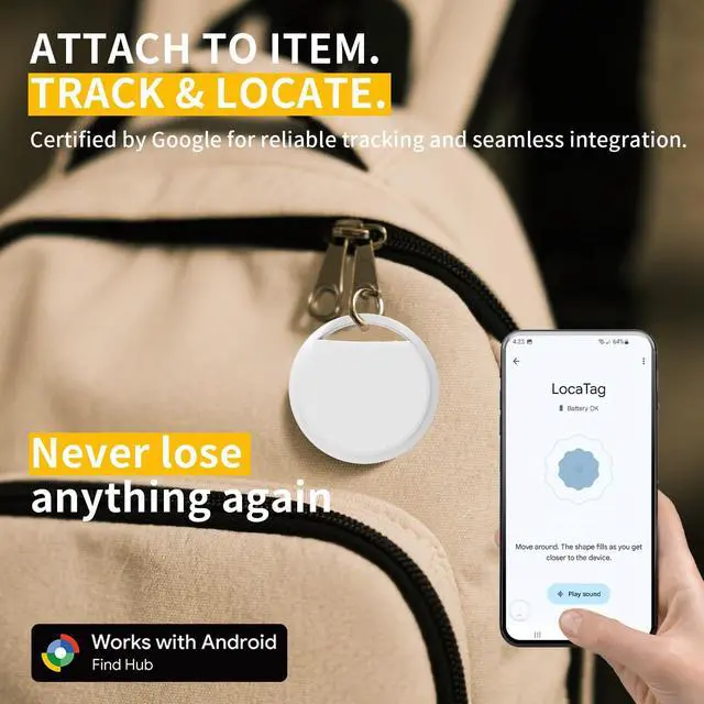 Alt view image 5 of 6 - _Mega Brand Android Air Tracker Tag for Luggage Tracker Tags Works with Google Find My Device App, Bluetooth Tracker Tag Key Finder and Item Locator for Wallets,Backpack,Replaceable Battery-3pack