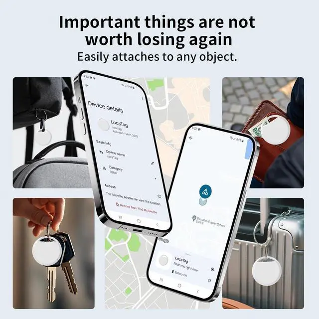 Alt view image 6 of 6 - _Mega Brand Android Air Tracker Tag for Luggage Tracker Tags Works with Google Find My Device App, Bluetooth Tracker Tag Key Finder and Item Locator for Wallets,Backpack,Replaceable Battery-3pack