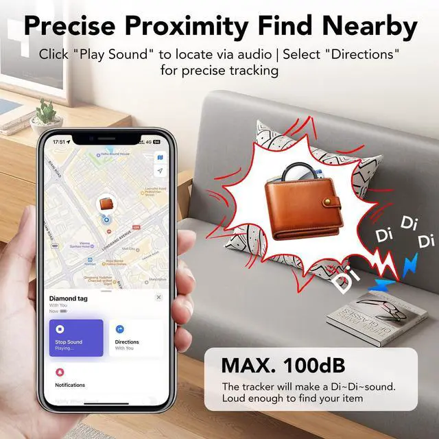 Alt view image 3 of 7 - _Mega Brand Air Tracker Tags-4 Pack Black | Bluetooth Tracker Work with Apple Find My(iOS Only),Smart Tag with Protective Case/Keychain/Lanyard,Item Finder for Luggage/Key/Suitcase,Replaceable Battery