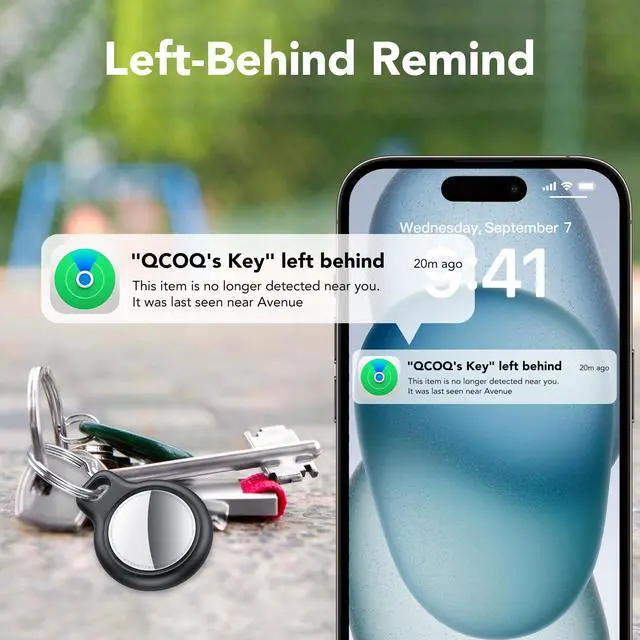 Alt view image 4 of 7 - _Mega Brand Air Tracker Tags-4 Pack Black | Bluetooth Tracker Work with Apple Find My(iOS Only),Smart Tag with Protective Case/Keychain/Lanyard,Item Finder for Luggage/Key/Suitcase,Replaceable Battery
