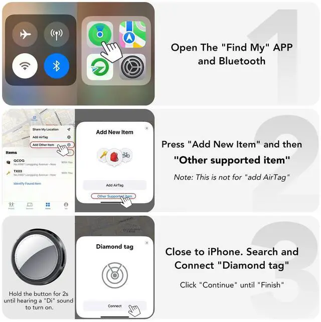 Alt view image 6 of 7 - _Mega Brand Air Tracker Tags-4 Pack Black | Bluetooth Tracker Work with Apple Find My(iOS Only),Smart Tag with Protective Case/Keychain/Lanyard,Item Finder for Luggage/Key/Suitcase,Replaceable Battery