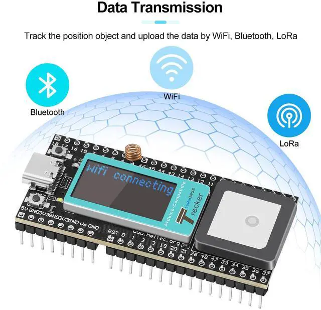 Alt view image 4 of 7 - _Mega Brand Wireless Tracker Supports GPS Galileo Multi-System Joint Positioning ESP32-S3 WiFi Bluetooth SX1262 UC6580 with 915MHz LoRa Antenna, 0.96-inch LCD Display for Meshtastic Arduino