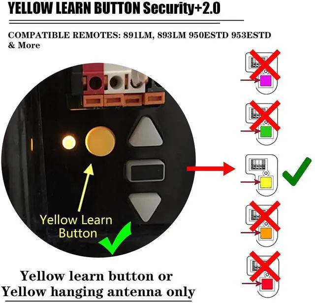 Alt view image 2 of 7 - _Mega Brand 3 Pack -for Sears Craftsman Garage Door Remote Keychain Yellow Learn Button Chamberlain Compatible with - Liftmaster 891LM/893LM/950ESTD/953ESTD
