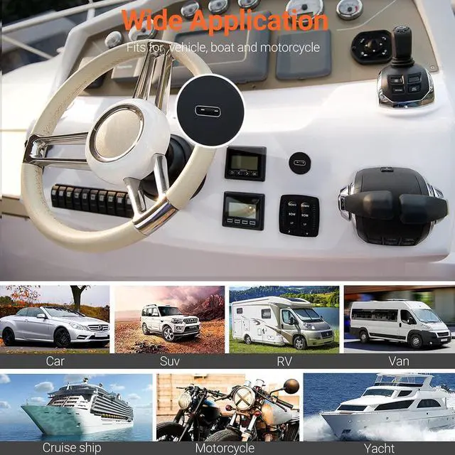 Alt view image 4 of 7 - _Mega Brand USB Type C 3.1 Male to Female Flush Mount Cable Waterproof Kit Accessories Car Dash Panel Mount Adapter Converter Extension Extender for Car Boat Motorcycle Motorbike 1 Feet 30 cm