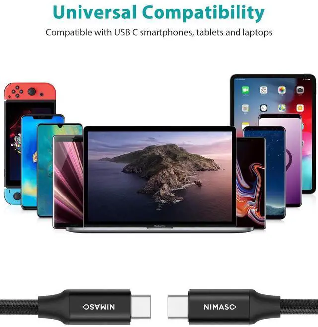 Alt view image 7 of 7 - _Mega Brand USB C 3.1 Gen 2 Cable 10Gbps Data Transfer, 4K Video Output Monitor Cable100W PD Fast Charging for iPhone 16, MacBook, Huawei Matebook, iPad Pro 2020, Chromebook, KYY, Dell, LG, ARZOPA