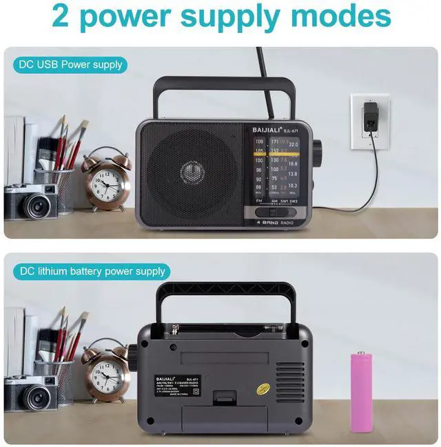 Alt view image 2 of 6 - _Mega Brand Portable AM/FM Transistor Radio with Loud Speaker, Battery or USB Powered - Compact Emergency Radio for Indoor, Outdoor, Travel & Storms (Model BJL-671)