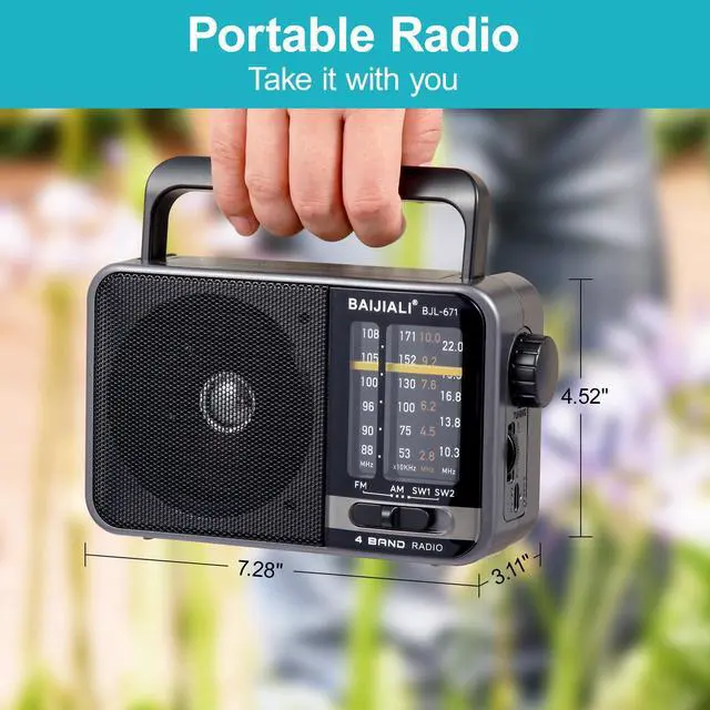 Alt view image 4 of 6 - _Mega Brand Portable AM/FM Transistor Radio with Loud Speaker, Battery or USB Powered - Compact Emergency Radio for Indoor, Outdoor, Travel & Storms (Model BJL-671)