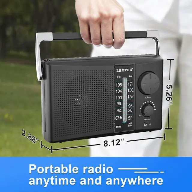 Alt view image 6 of 7 - _Mega Brand Portable AM FM Radio with Best Reception,Battery Operated or AC Power,Big Speaker,Large Tuning Knob,Clear Dial,Earphone Jack for Gift,Elder,Home