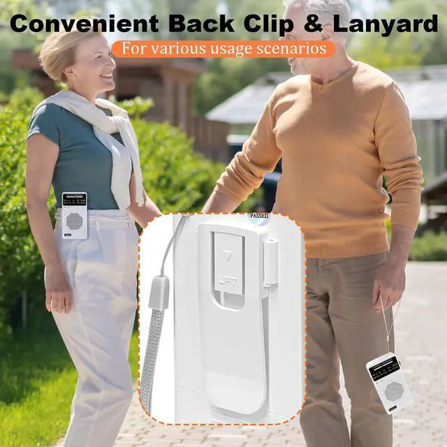 Alt view image 4 of 7 - _Mega Brand Portable Radio AM FM, Pocket Radios with Excellent Reception, Speaker & Headphone Jack, Battery Operated Mini Transistor Radios with Back Clip for Indoor, Outdoor, Gift for Elderly (White)