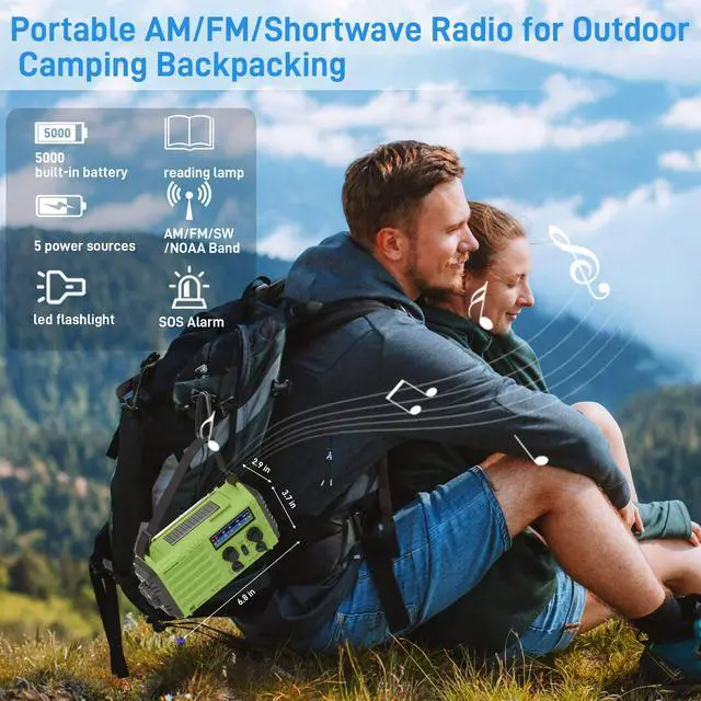 Alt view image 6 of 7 - _Mega Brand NOAA Weather Radio, Emergency Hand Crank Radio with Solar Charger, Portable Battery Operated AM FM Shortwave Radio with LED Flashlight, Earbud Jack, SOS Alert for Home Survival Hurricane