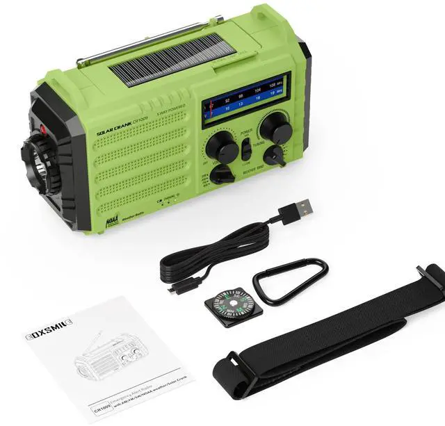 Alt view image 7 of 7 - _Mega Brand NOAA Weather Radio, Emergency Hand Crank Radio with Solar Charger, Portable Battery Operated AM FM Shortwave Radio with LED Flashlight, Earbud Jack, SOS Alert for Home Survival Hurricane