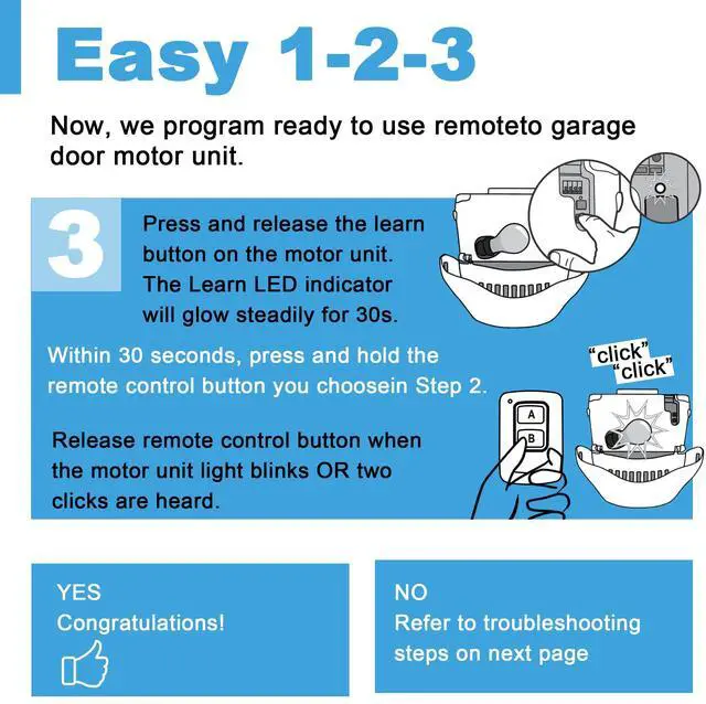 Alt view image 5 of 7 - _Mega Brand 2 Garage Door Opener Remote, for Lift Master Chamberlain Craftsman Garage Door Opener Remote 893LM 893Max 891LM 971LM 973LM 371LM 373LM,Learn Button Garage Door Remote