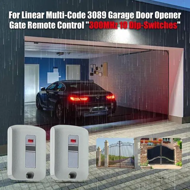 Alt view image 2 of 7 - _Mega Brand 2-Pack Replacement Garage Door Opener Remote for Linear Multi-Code 3089, 308911, 3070, 307010, 10 Dip Switch Gate Opener, 300MHz Compatible
