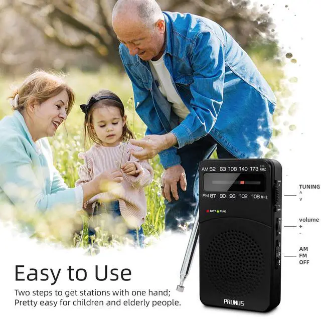 Alt view image 5 of 6 - J-166 Portable Radio AM FM, Gifts for Dad and Mom, Battery Operated Radio with Tuning Light, Back Clip, Excellent Reception, AM FM Radios Portable, Transistor Radios