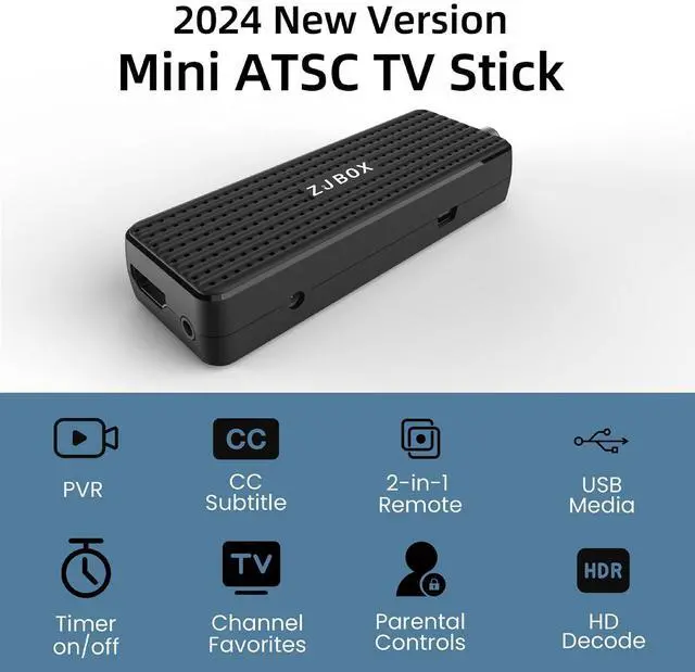 Alt view image 5 of 6 - _Mega Brand Digital Converter Box for TV,1080P ATSC tv Tuner Box with hdmi Output and 3RCA Cables Hidden Behind TVwith Power Adapter2-in-1 RemoteTV Program Recording&Playback,USB Media Player