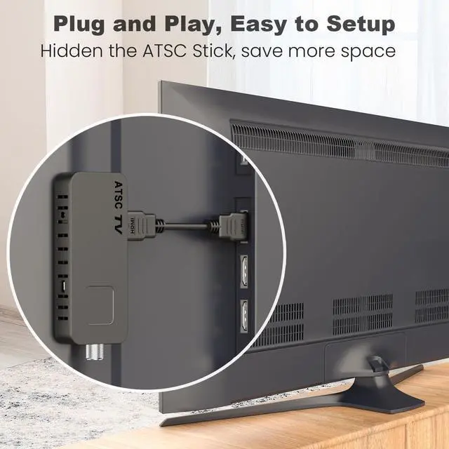 Alt view image 3 of 7 - _Mega Brand Digital Converter Box for TV [2025 Updated],Mini ATSC Tuner [Hidden Behind TV],Watch & Record Free Over-The-Air Channels,Projectors with HDMI Output,DVR&EPG Ready,2-in-1 Learning Remote