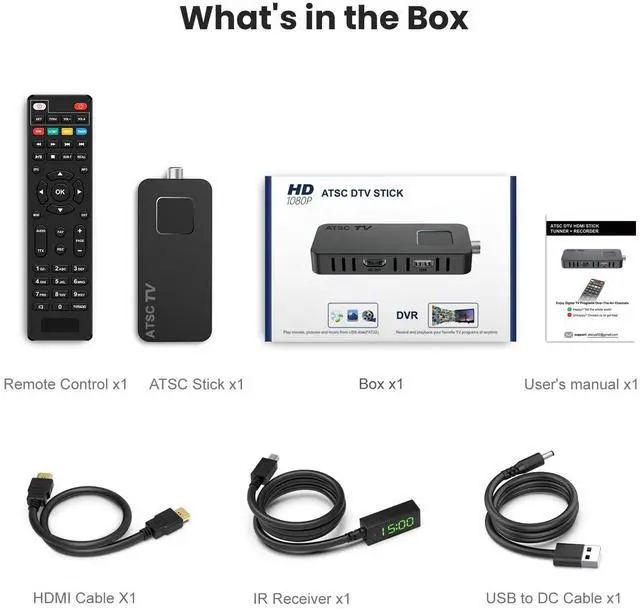 Alt view image 7 of 7 - _Mega Brand Digital Converter Box for TV [2025 Updated],Mini ATSC Tuner [Hidden Behind TV],Watch & Record Free Over-The-Air Channels,Projectors with HDMI Output,DVR&EPG Ready,2-in-1 Learning Remote