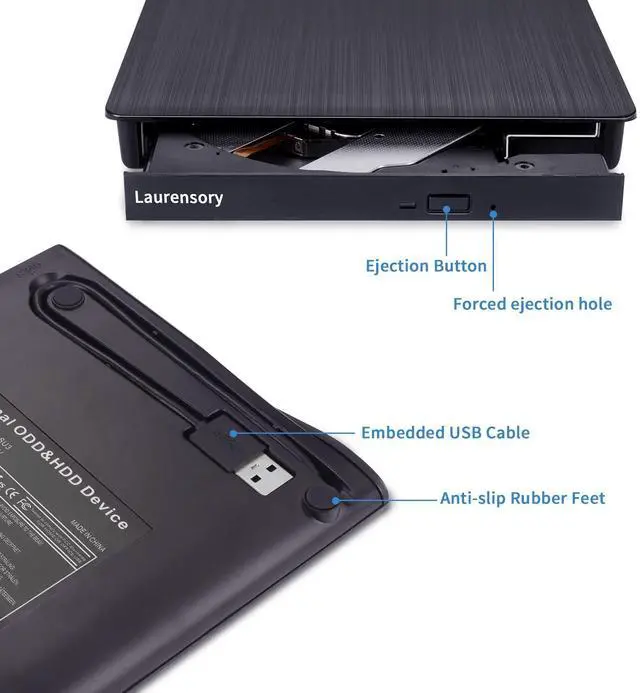 Alt view image 7 of 7 - External DVD Drive USB 3.0 Type-C Portable CD DVD Player for Laptop +/-RW Disk Drive CD ROM Burner Writer CD/DVD Burner Reader Compatible with Desktop Windows Linux OS Apple MacBook