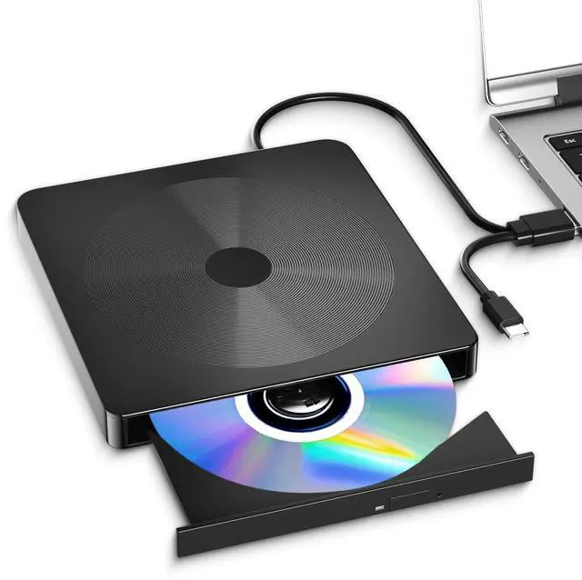 Main image of _Mega Brand External CD/DVD Drive for Laptop with USB 3.0 & Type-C, Portable DVD Burner, External Disc Drive, CD Reader for Laptop, Lightweight USB CD/DVD External Drive Compatible with PC
