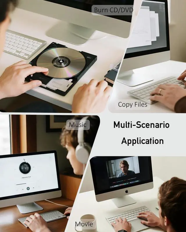 Alt view image 6 of 7 - _Mega Brand External CD/DVD Drive for Laptop with USB 3.0 & Type-C, Portable DVD Burner, External Disc Drive, CD Reader for Laptop, Lightweight USB CD/DVD External Drive Compatible with PC