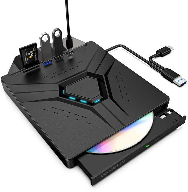 Main image of _Mega Brand Br External CD/DVD Drive for Laptop,8-in-1 Plug&Play USB DVD Drive DVD Player Portable CD Burner External Disk Drive Compatible with Desktop PC Windows 11/10/8 Linux Mac OS Mac MacBook Pro