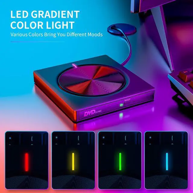 Alt view image 3 of 7 - _Mega Brand External CD/DVD Drive,DVD Player for Laptop,6 in 1 Portable DVD Reader Writer ROM Drive,USB CD Burner External Disk Drive Compatible with Laptop Desktop Mac,Windows 11/10/8/7 Linux OS