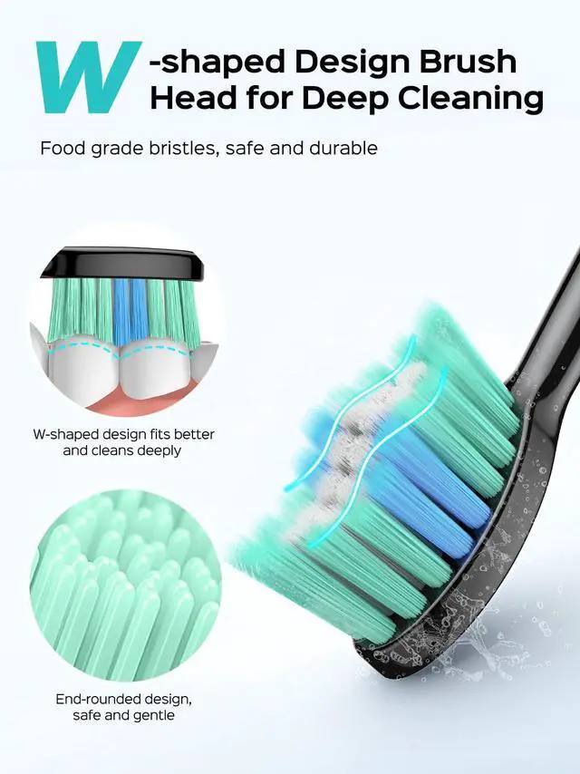 Alt view image 3 of 7 - _Mega Brand Sonic Electric Toothbrush for Adults:47000 VPM for Deep Cleaning & Whitening with Travel Case - 5 Modes for Sensitive Teeth & Braces,Wireless Charging,6 Brush Heads for Home Family,Black