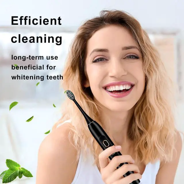 Alt view image 2 of 6 - _Mega Brand Electric Toothbrush Set, Comes with 8 Brush Heads & Travel Case,4 Modes with 2 Minutes Built in Smart Timer, One Charge for 60 Days, 42000 VPM Motor (Black)