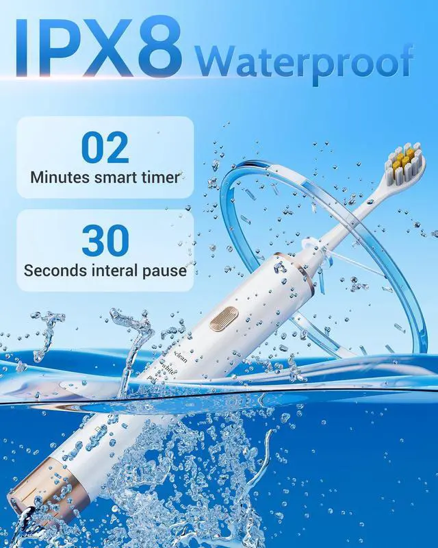 Alt view image 5 of 7 - Sonic 2 Pack Electric Toothbrush for Adults and Kids, Travel Toothbrush Includes 12 Replacement Toothbrush Heads, 6 Modes with 2 MIN Smart Timer (Black White)